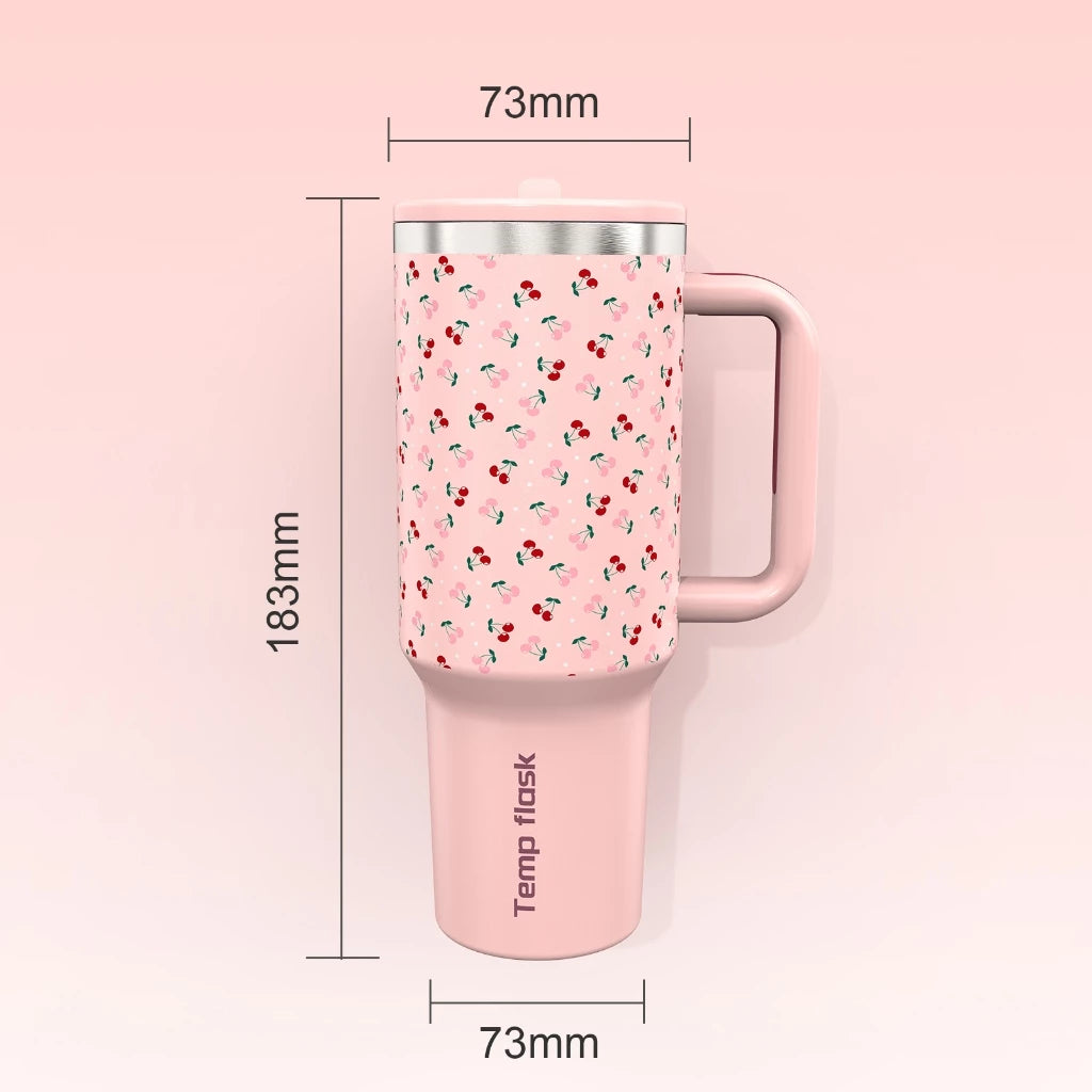 PASHLINC (40oz) Foldable Straw Insulated tumbler Large Capacity Stainless Steel IceLock Cold Cup