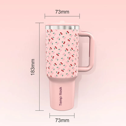 PASHLINC (40oz) Foldable Straw Insulated tumbler Large Capacity Stainless Steel IceLock Cold Cup