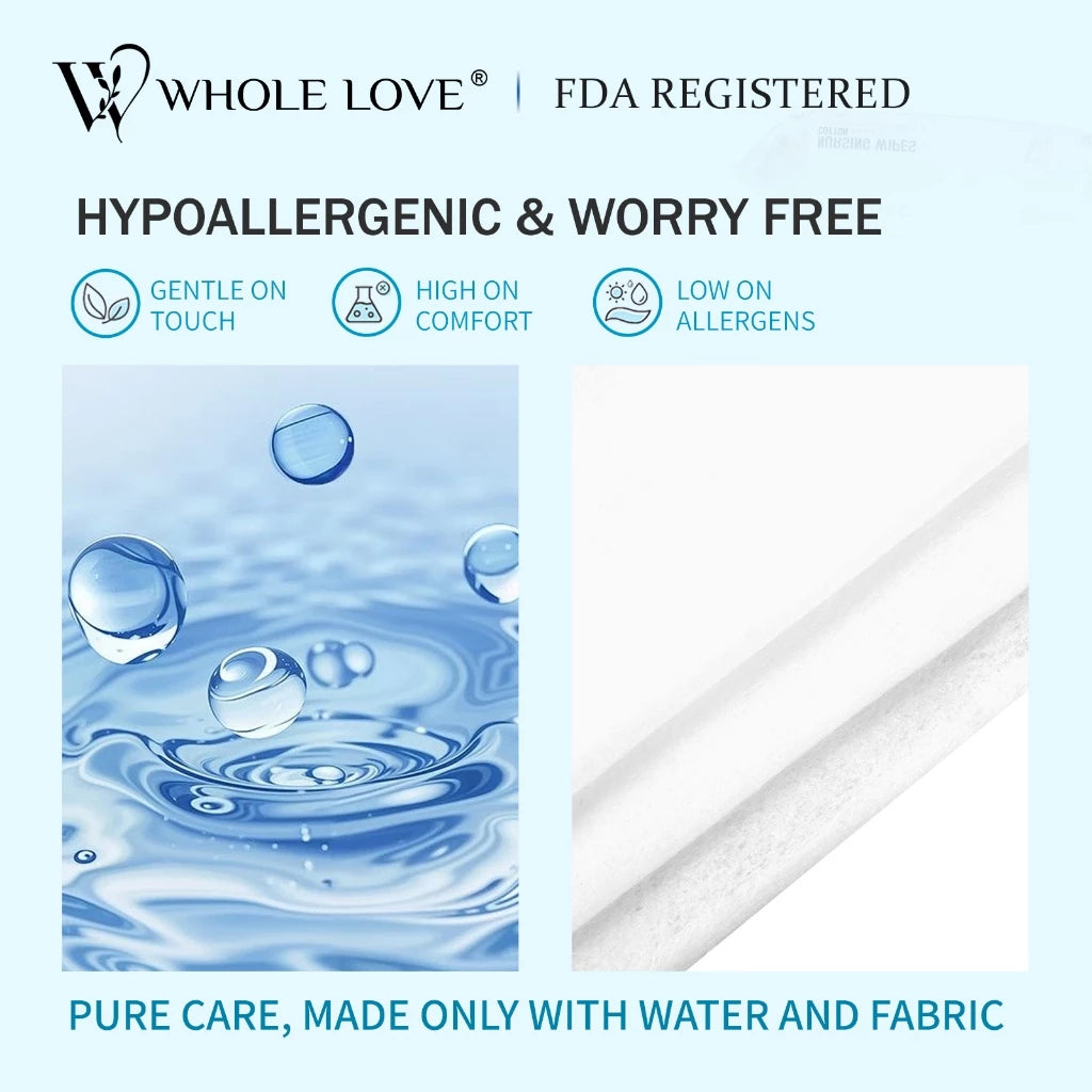 【WHOLE LOVE】TRAVEL SIZE MINI PACK Wet Wipe 8 mini Packs in 1 BAG Gentle & Effective, Organic Cotton
