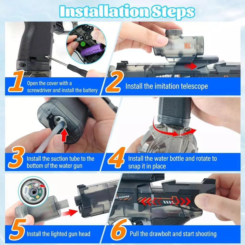 Electric Water Gun with Flame Effects – Large Capacity Rapid-Fire Toy, Perfect Christmas Gift