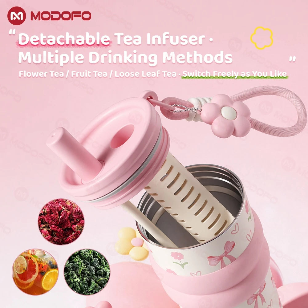 MODOFO Tumbler Hot and Cold Water Bottle Tumbler for Women Insulated Tumbler with Straw and Handle