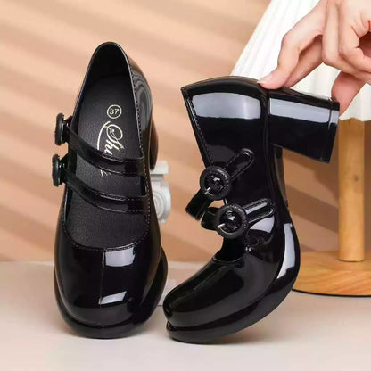 shuta 717L High Fashion Ladies Student Heels Maryjane Rubber School Performance Office Work shoe