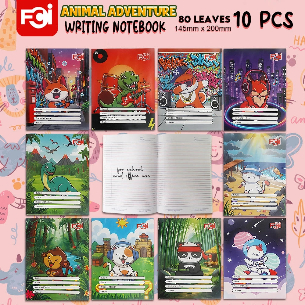 FCI Writing Notebook, New Assorted School Supplies10pcsx80s Design for Kinder-Gr. 3, (Sold per Ream)