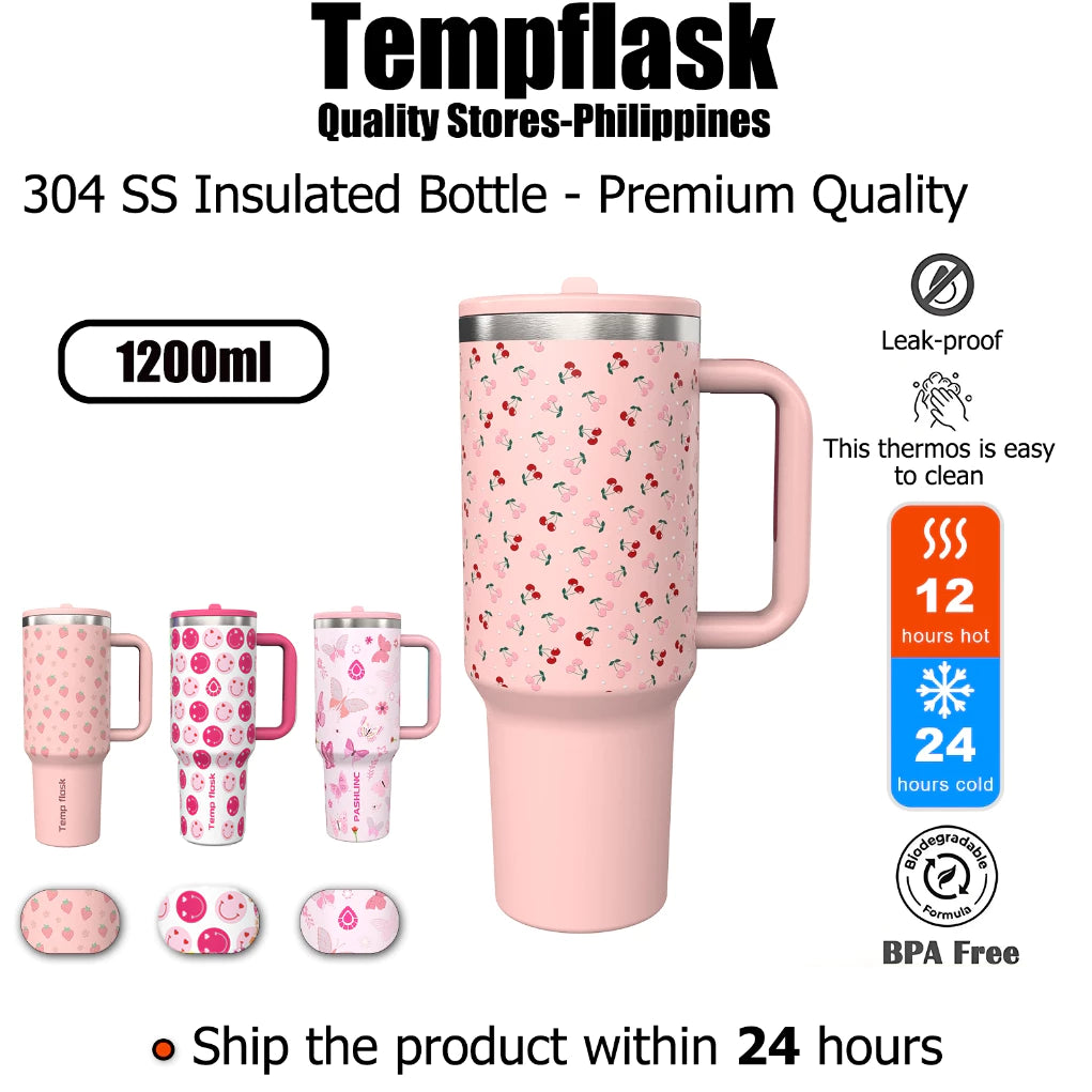PASHLINC (40oz) Foldable Straw Insulated tumbler Large Capacity Stainless Steel IceLock Cold Cup