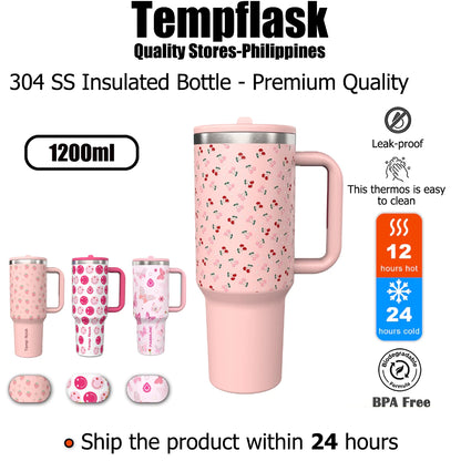 PASHLINC (40oz) Foldable Straw Insulated tumbler Large Capacity Stainless Steel IceLock Cold Cup