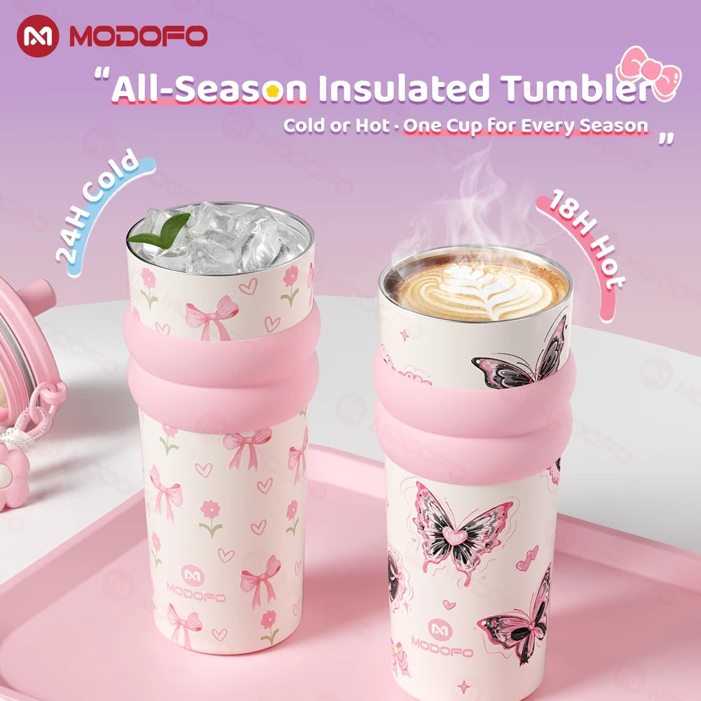 MODOFO Tumbler Hot and Cold Water Bottle Tumbler for Women Insulated Tumbler with Straw and Handle