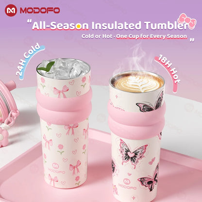 MODOFO Tumbler Hot and Cold Water Bottle Tumbler for Women Insulated Tumbler with Straw and Handle