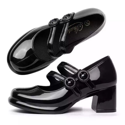 shuta 717L High Fashion Ladies Student Heels Maryjane Rubber School Performance Office Work shoe