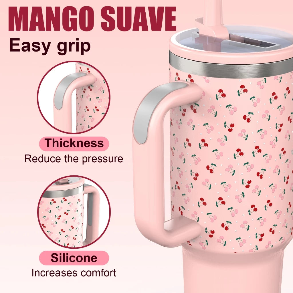 PASHLINC (40oz) Foldable Straw Insulated tumbler Large Capacity Stainless Steel IceLock Cold Cup