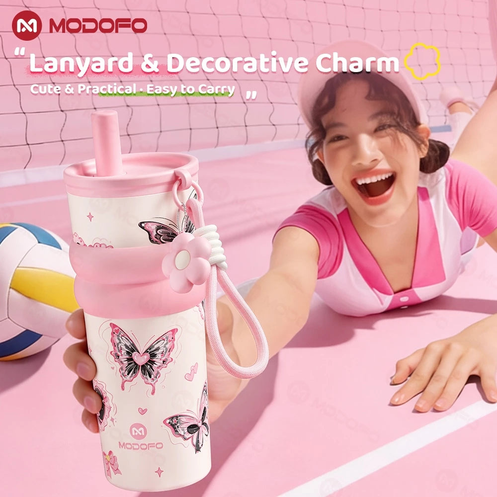 MODOFO Tumbler Hot and Cold Water Bottle Tumbler for Women Insulated Tumbler with Straw and Handle
