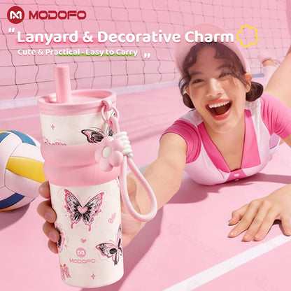 MODOFO Tumbler Hot and Cold Water Bottle Tumbler for Women Insulated Tumbler with Straw and Handle
