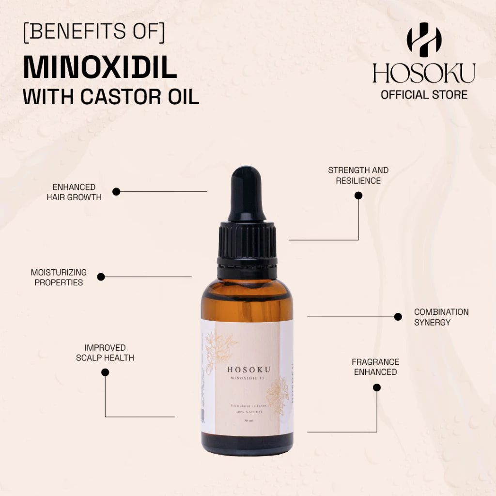 HOSOKU Minoxidil Hair Growth Scalp Solution 15% | Oil-Based