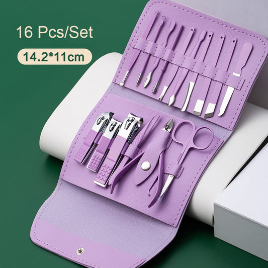Manicure Set Nail Clipper Kit - 16 Pieces Stainless Steel Manicure Kit