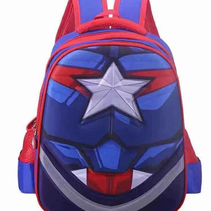 SY 3-Zipper Superhero School bag Backpack for Boys–Durable Student Bookbag with 3D Cartoon #B216