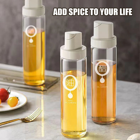 Open Oil Seasoning Automatic Lid Jar Kitchen Pot Glass 500ML Container/Box