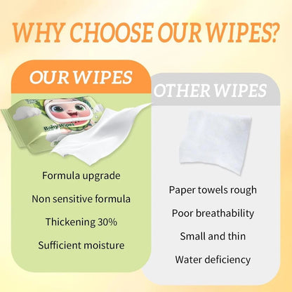 BABYONE 5 Packs 100 Sheet Baby Wet Wipes Fruity Scented Alcohol-Free Gentle Disposable Cotton Wipes