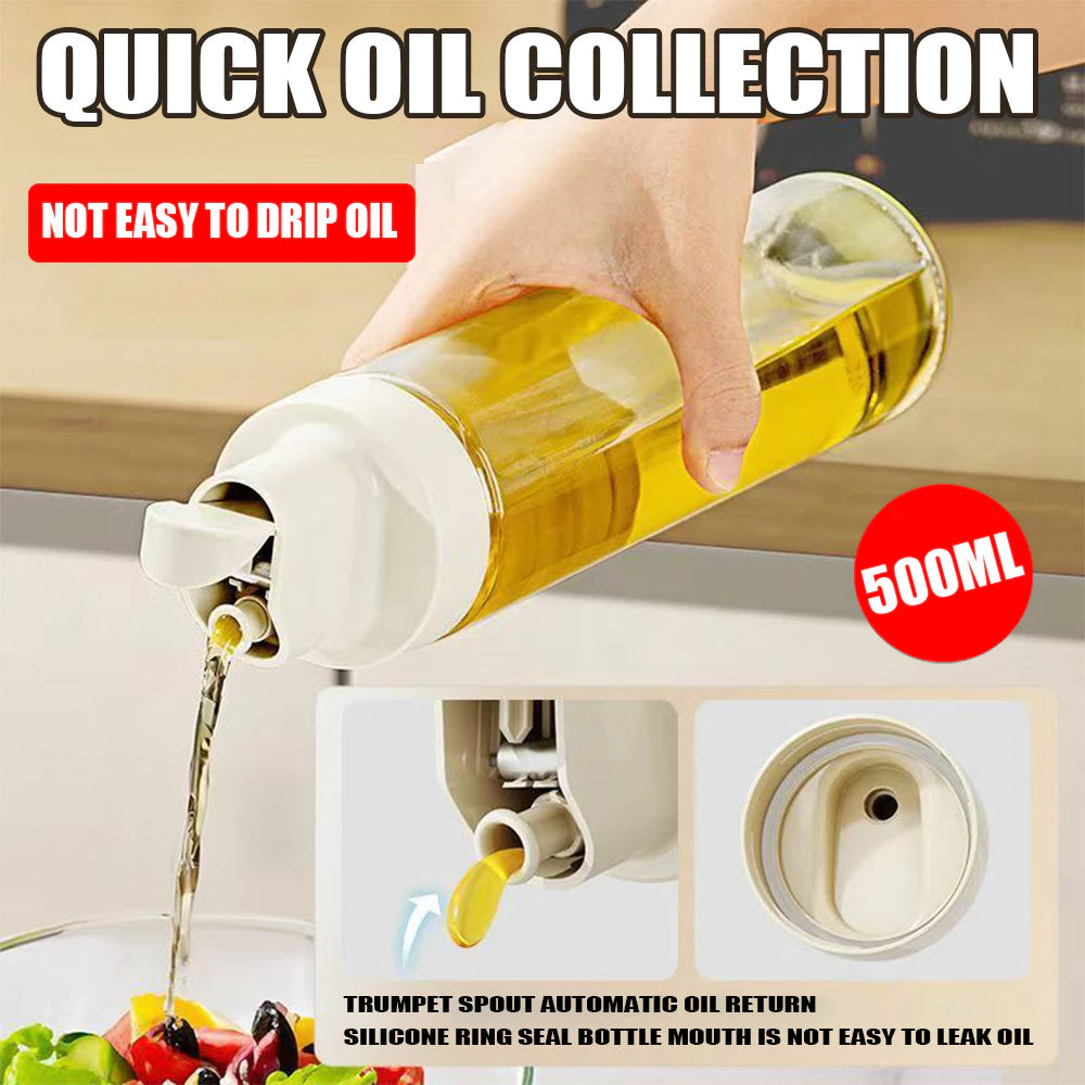 Open Oil Seasoning Automatic Lid Jar Kitchen Pot Glass 500ML Container/Box