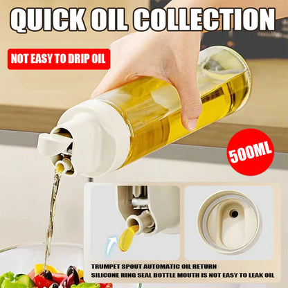 Open Oil Seasoning Automatic Lid Jar Kitchen Pot Glass 500ML Container/Box