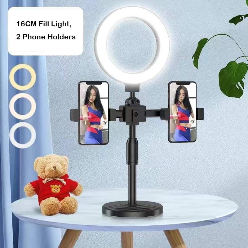 Ring light Dual Mobile Phone Live Stand For Vlogging with 3 Different Color