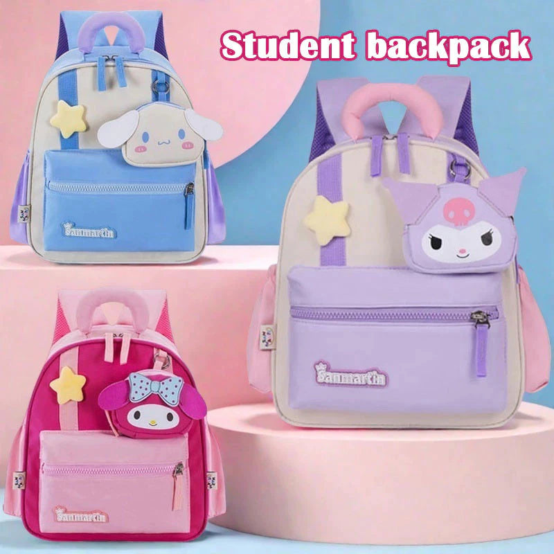 New style Kuromi Melody Kindergarten Girls Schoolbag Cinnamoroll Sanrio Cartoon Cute Schoolbag