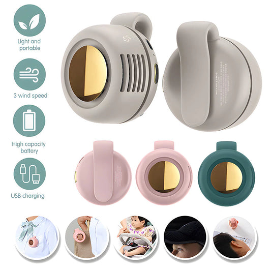 2026 New Portable Silent Fan Mini USB Rechargeable Bladeless Electric Clip-on Fan Adjustable 3-Speed Waist Fan For Outdoor Lazy Fan