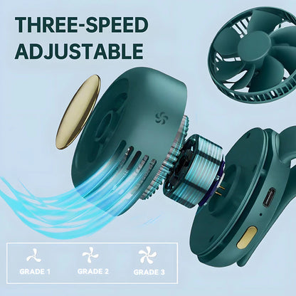 2026 New Portable Silent Fan Mini USB Rechargeable Bladeless Electric Clip-on Fan Adjustable 3-Speed Waist Fan For Outdoor Lazy Fan