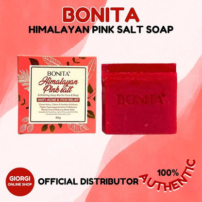 BONITA Himalayan Pink Salt Soap 80g | Anti itch Acne Antibacterial Moisturizing Scar Psoriasis