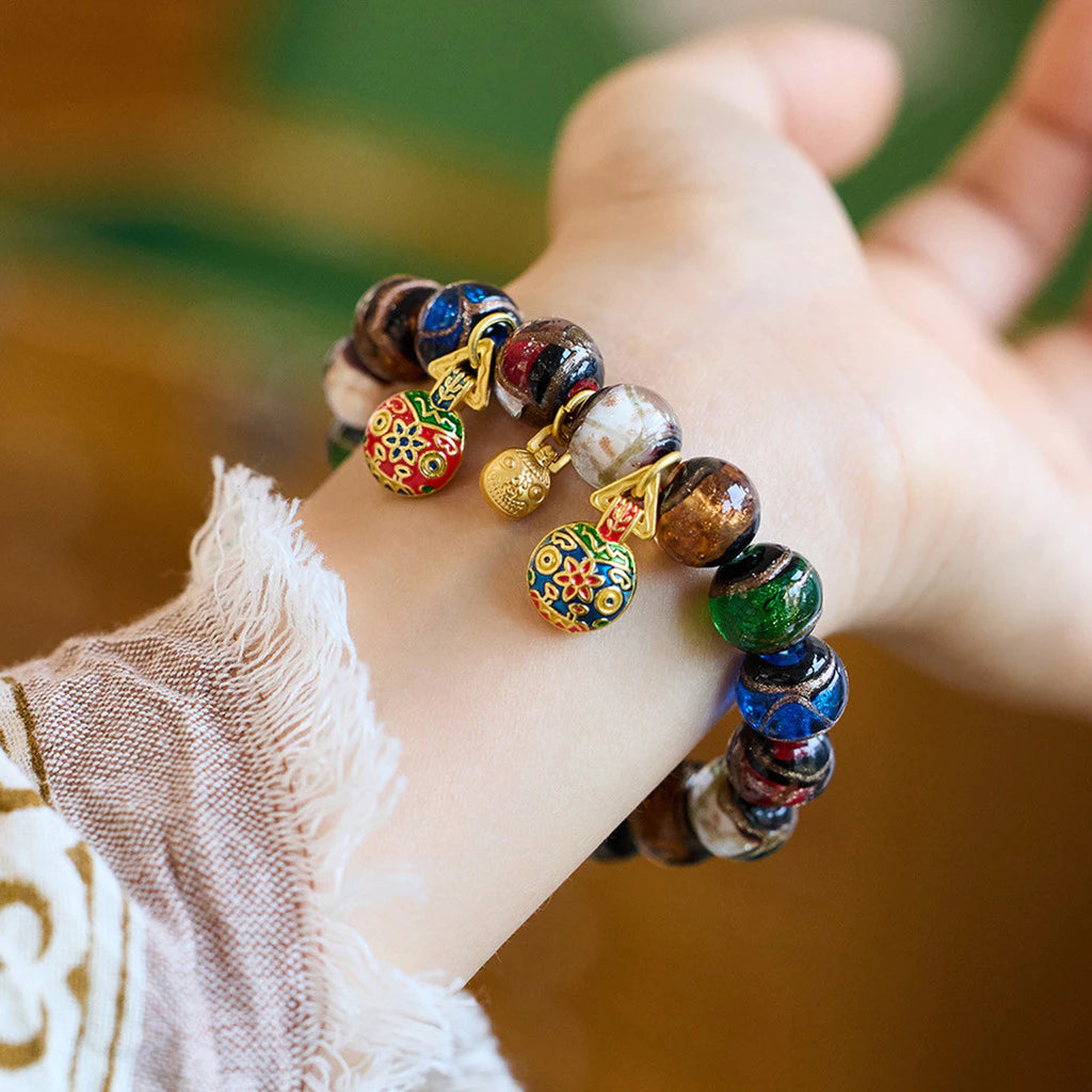 Three Gold-Eating Beast Bracelet Bringing Fortune and Blessings Ash Glass Bracelet Five-Color Ash