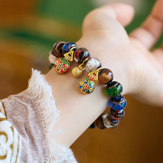 Three Gold-Eating Beast Bracelet Bringing Fortune and Blessings Ash Glass Bracelet Five-Color Ash