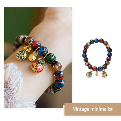 Three Gold-Eating Beast Bracelet Bringing Fortune and Blessings Ash Glass Bracelet Five-Color Ash