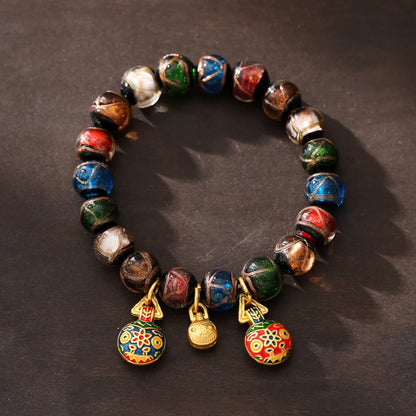 Three Gold-Eating Beast Bracelet Bringing Fortune and Blessings Ash Glass Bracelet Five-Color Ash