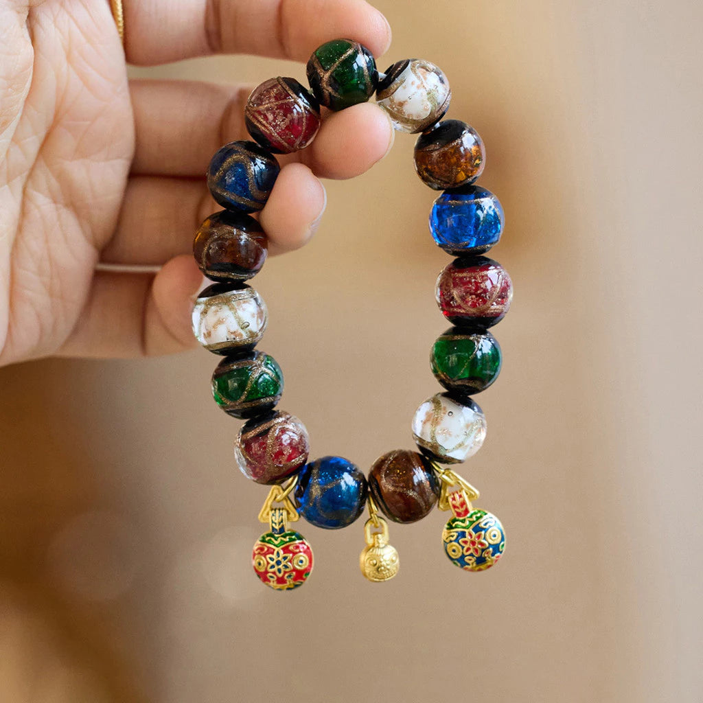 Three Gold-Eating Beast Bracelet Bringing Fortune and Blessings Ash Glass Bracelet Five-Color Ash
