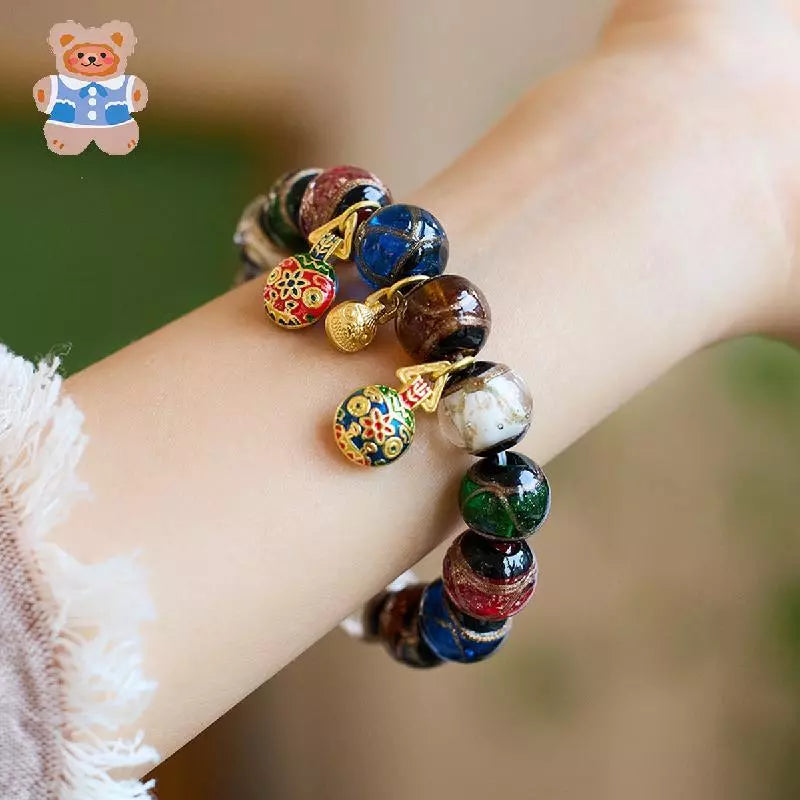 Three Gold-Eating Beast Bracelet Bringing Fortune and Blessings Ash Glass Bracelet Five-Color Ash