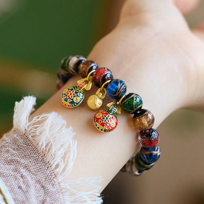 Three Gold-Eating Beast Bracelet Bringing Fortune and Blessings Ash Glass Bracelet Five-Color Ash