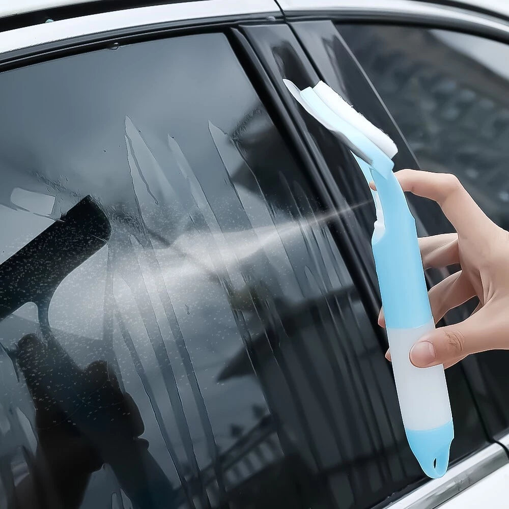 3 in 1 Window Wiper with Spray Bottle Scraper Cleaning Brush, Car Home Window Cleaner Wiper