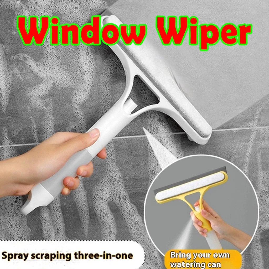 3 in 1 Window Wiper with Spray Bottle Scraper Cleaning Brush, Car Home Window Cleaner Wiper