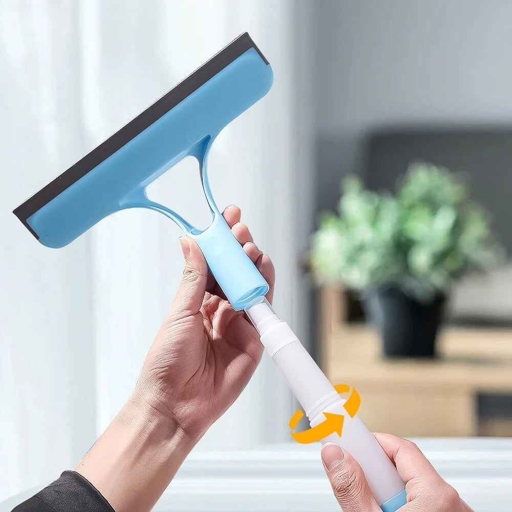 3 in 1 Window Wiper with Spray Bottle Scraper Cleaning Brush, Car Home Window Cleaner Wiper