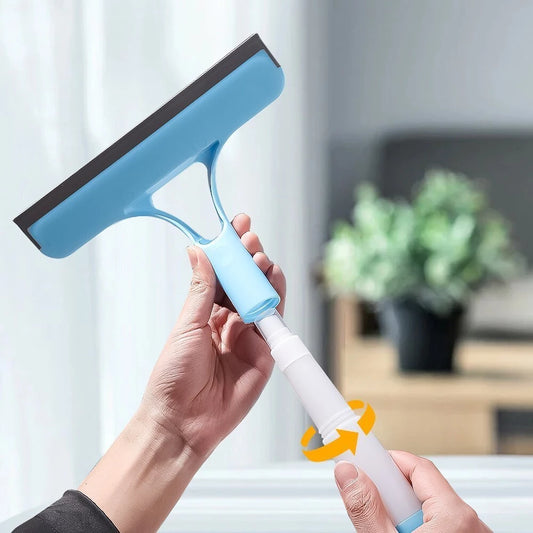 3 in 1 Window Wiper with Spray Bottle Scraper Cleaning Brush, Car Home Window Cleaner Wiper