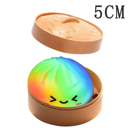 Siopao Toy Rainbow Glitter Dumpling Squishy Slime Portable Fidget Stress Relief Toy Gifts