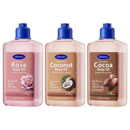 KORMESIC Coconut Body Oil 260ml – Moisturizing Massage Oil for Dry Skin, Deep Hydration & Skin Glow