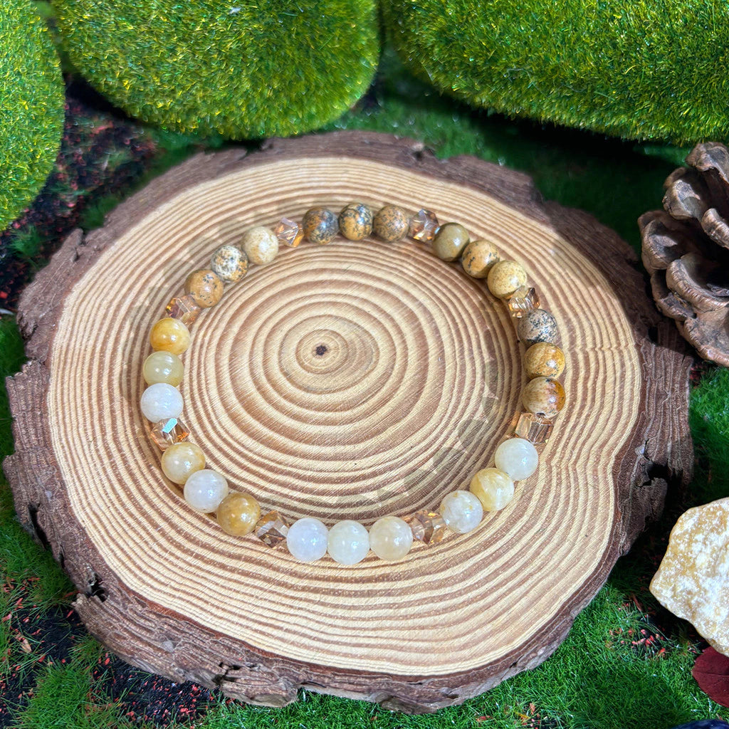 1pc Citrine Stone Beaded Bracelet, 6mm, Handcrafted Jewelry for Abundance and Success, Unisex, for Men and Women.
