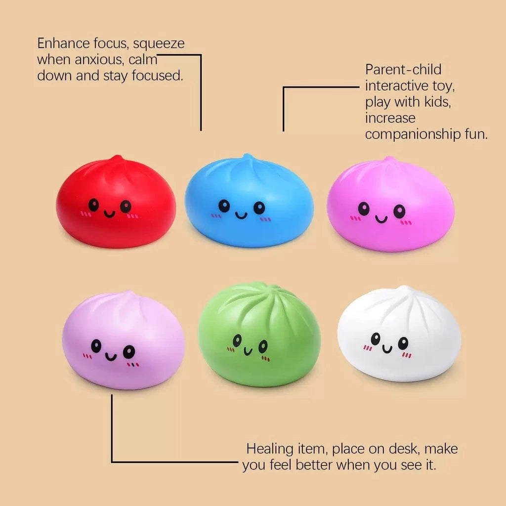 Siopao Toy Rainbow Glitter Dumpling Squishy Slime Portable Fidget Stress Relief Toy Gifts