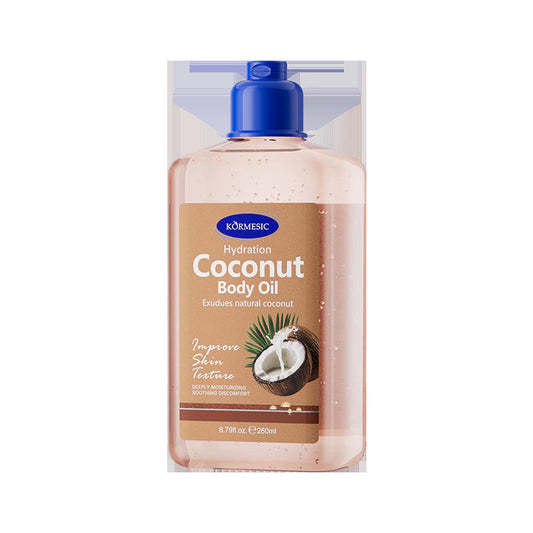 KORMESIC Coconut Body Oil 260ml – Moisturizing Massage Oil for Dry Skin, Deep Hydration & Skin Glow