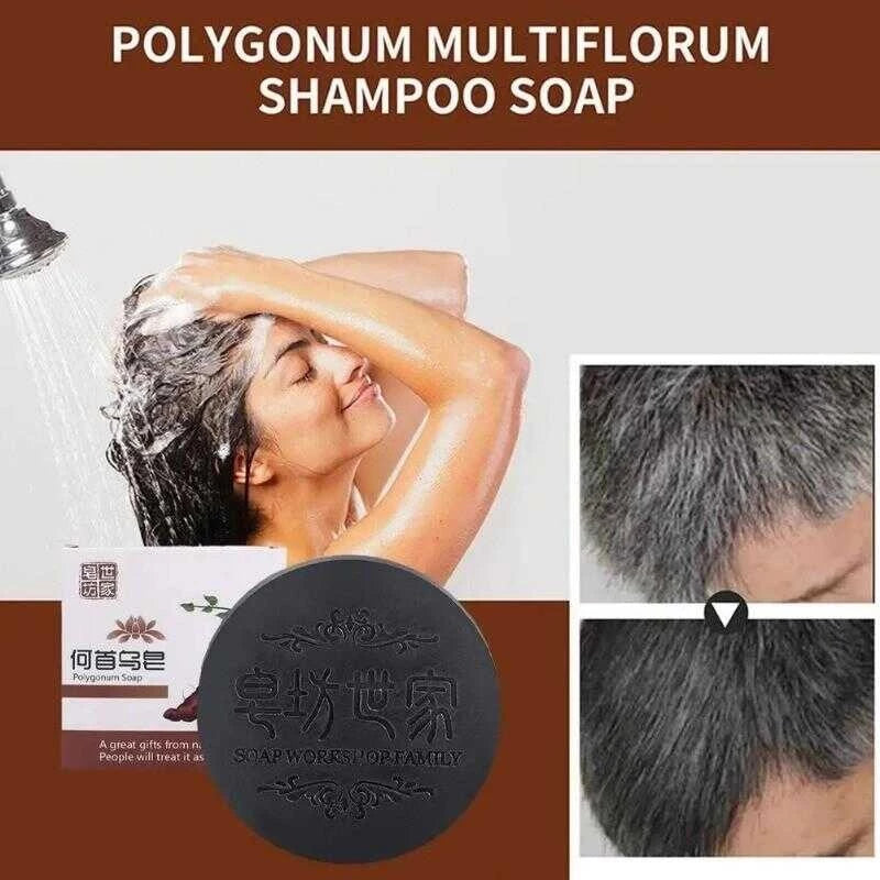 3PCS Hair Growth Soap Shampoo Polygonum Multiflorum Repair Natural Black Hair Soap 100g