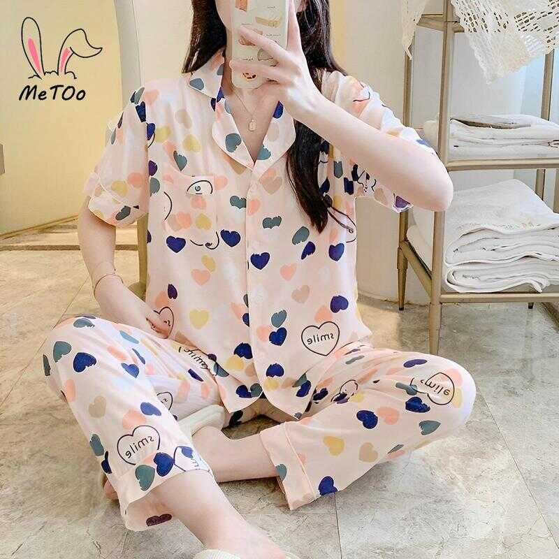 Metoo Cotton Pantulog For Women Terno Pama Fashional New Design Sleepwear Loungewear Clothes