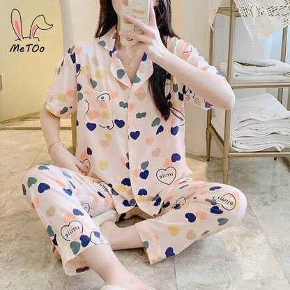 Metoo Cotton Pantulog For Women Terno Pama Fashional New Design Sleepwear Loungewear Clothes