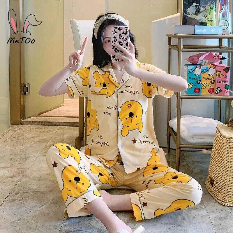 Metoo Cotton Pantulog For Women Terno Pama Fashional New Design Sleepwear Loungewear Clothes