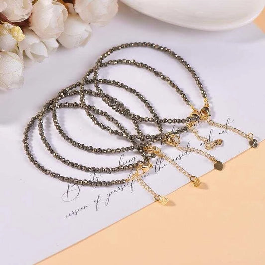 3Mm Genuine Natural Pyrite DIY Women's Bracelet New Style Grand And Beautiful Cbb-444