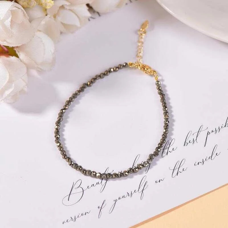 3Mm Genuine Natural Pyrite DIY Women's Bracelet New Style Grand And Beautiful Cbb-444