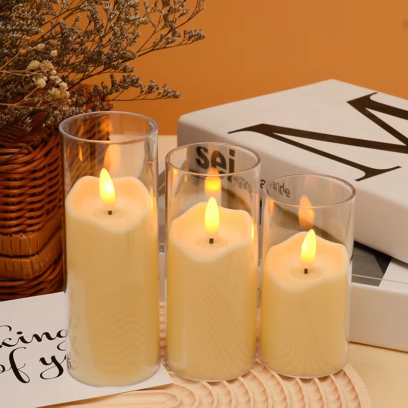 Electronic Candle Light LED Swing Simulation Glass